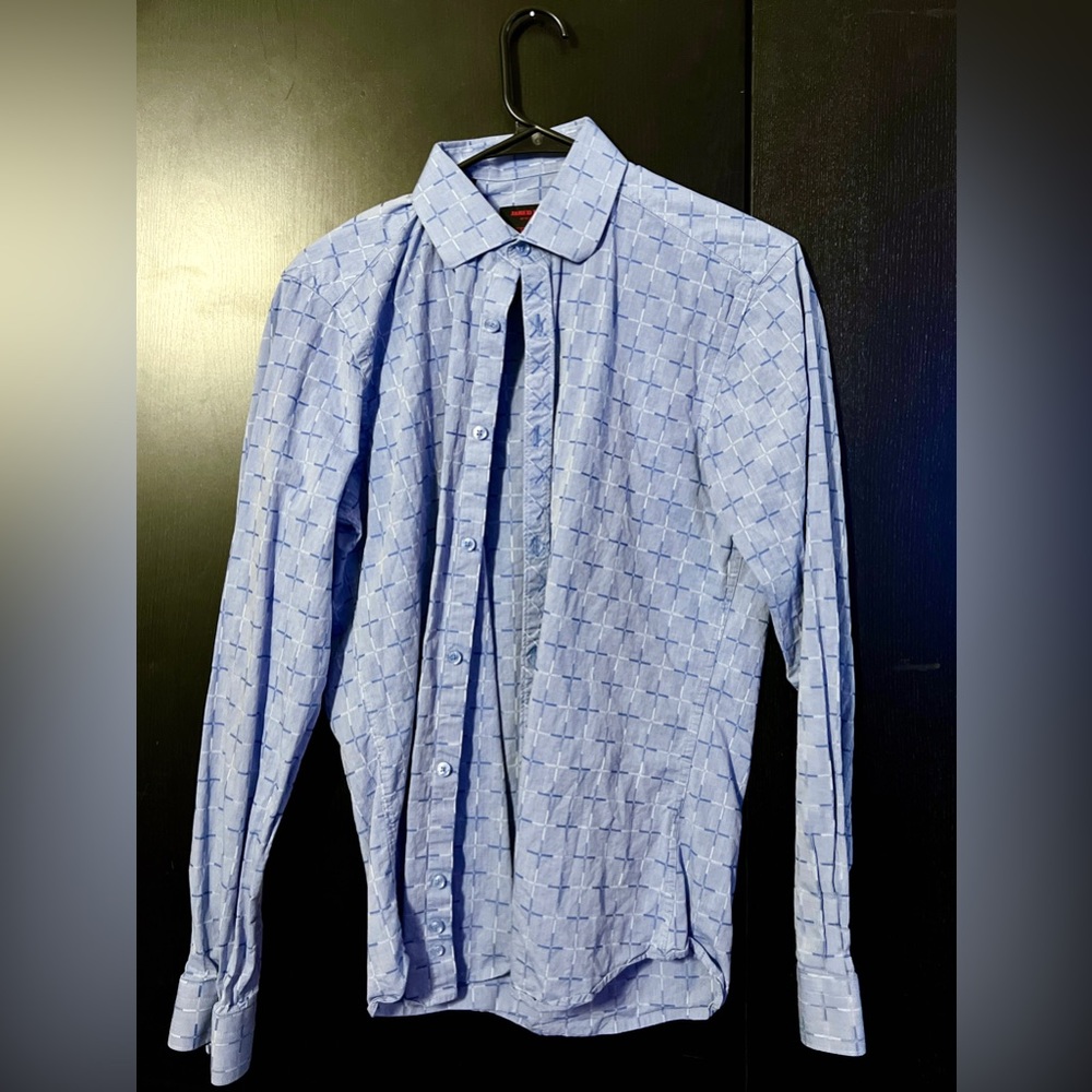 JARED LANG Blue L/S Grid Pattern Shirt